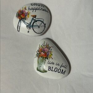 Decorative Painted Stones with Floral Designs